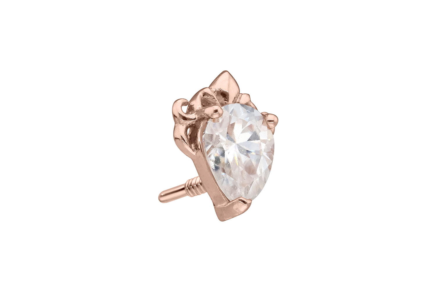 14 carat gold screw-in attachment with external thread MOISSANITE DROP