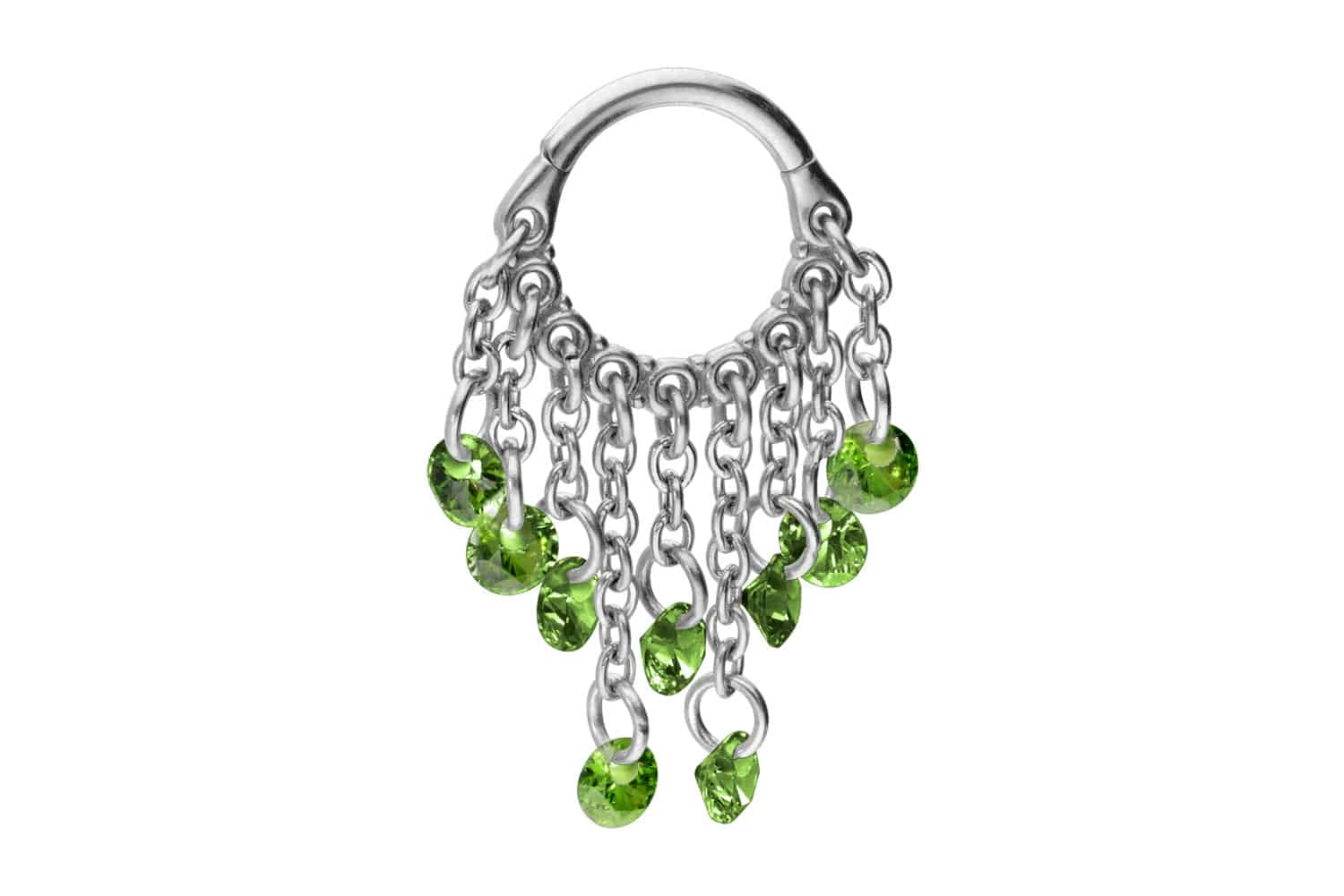 Surgical steel segment ring clicker CHAIN CURTAIN + CRYSTALS