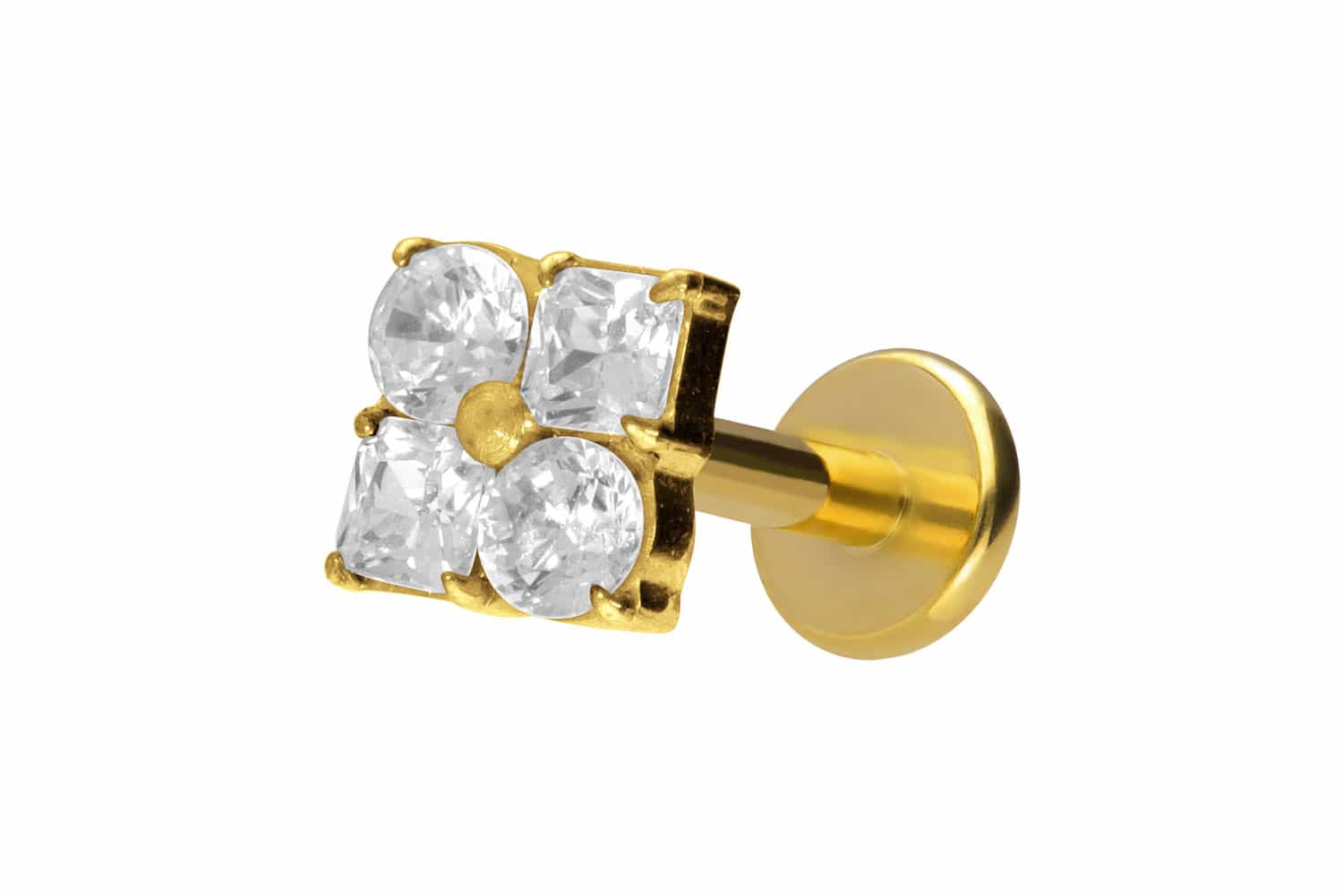 Titanium labret with internal thread CRYSTAL FLOWER