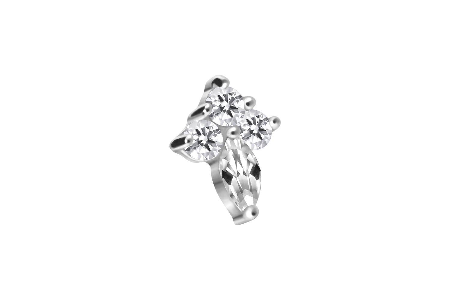 Titanium screw-in attachment with external thread CRYSTAL DROP + 3 CRYSTALS ++SALE++