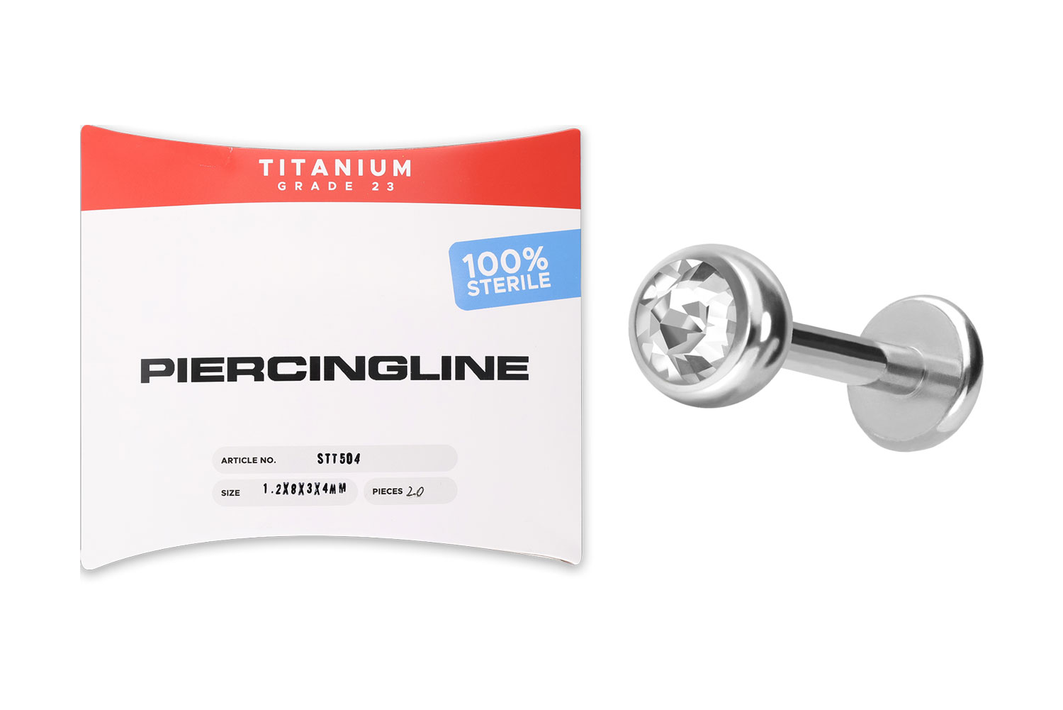 20er SET Sterilisiertes Titan Labret KRISTALL