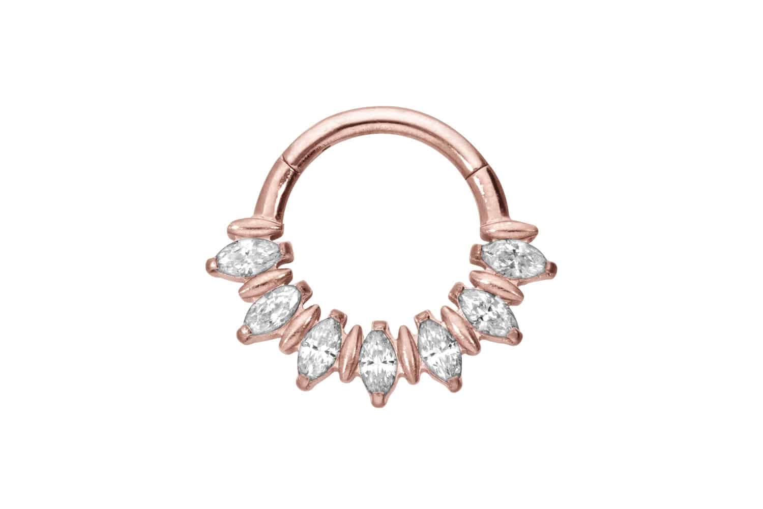Titanium segment ring clicker 7 SETTED CRYSTAL DROPS