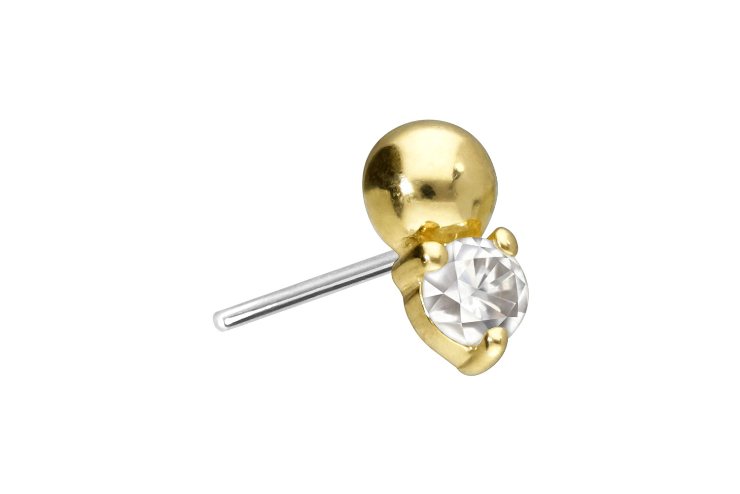 14 Karat Gold Aufsatz mit Titan Push Pin MOISSANIT + KUGEL
