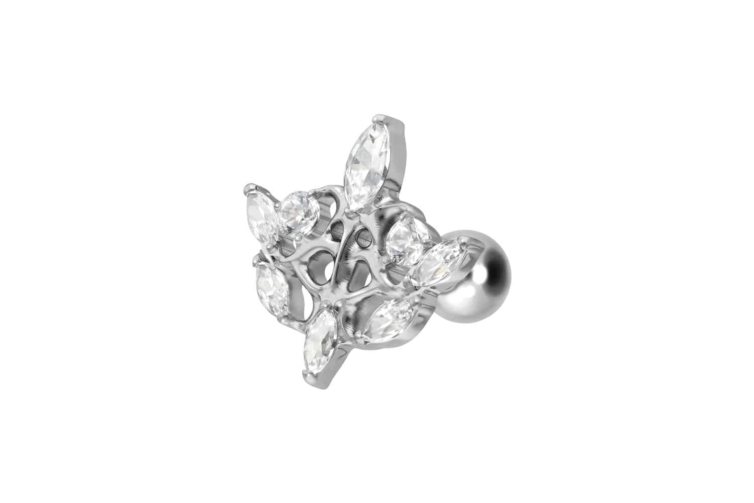 Titanium ear piercing with internal thread GOTHIC DESIGN