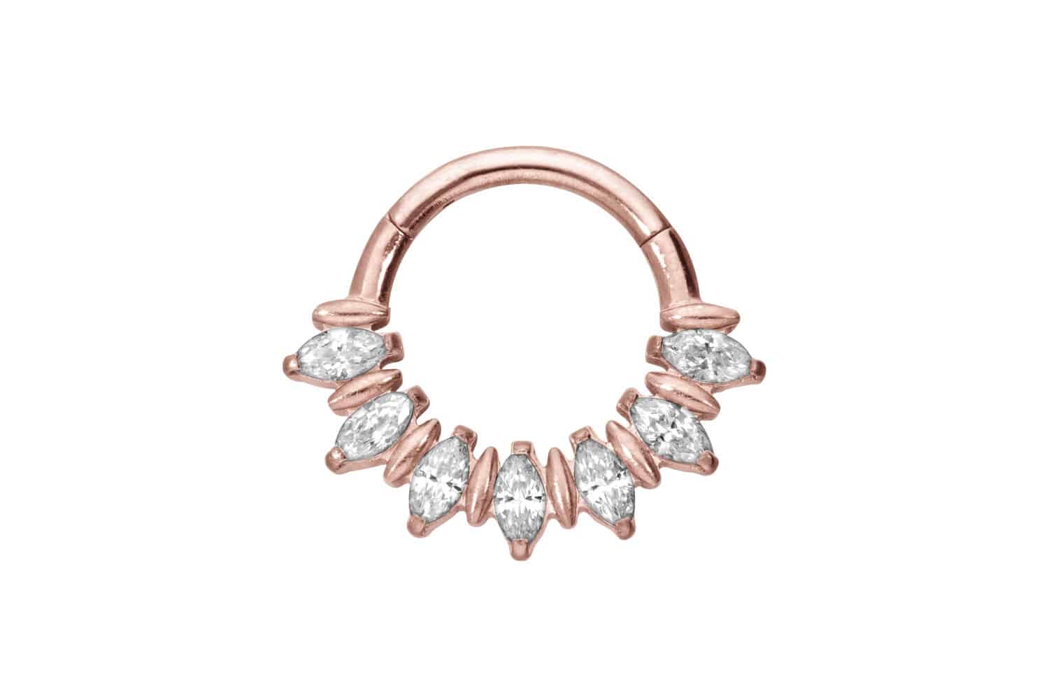 Titanium segment ring clicker 7 SETTED CRYSTAL DROPS