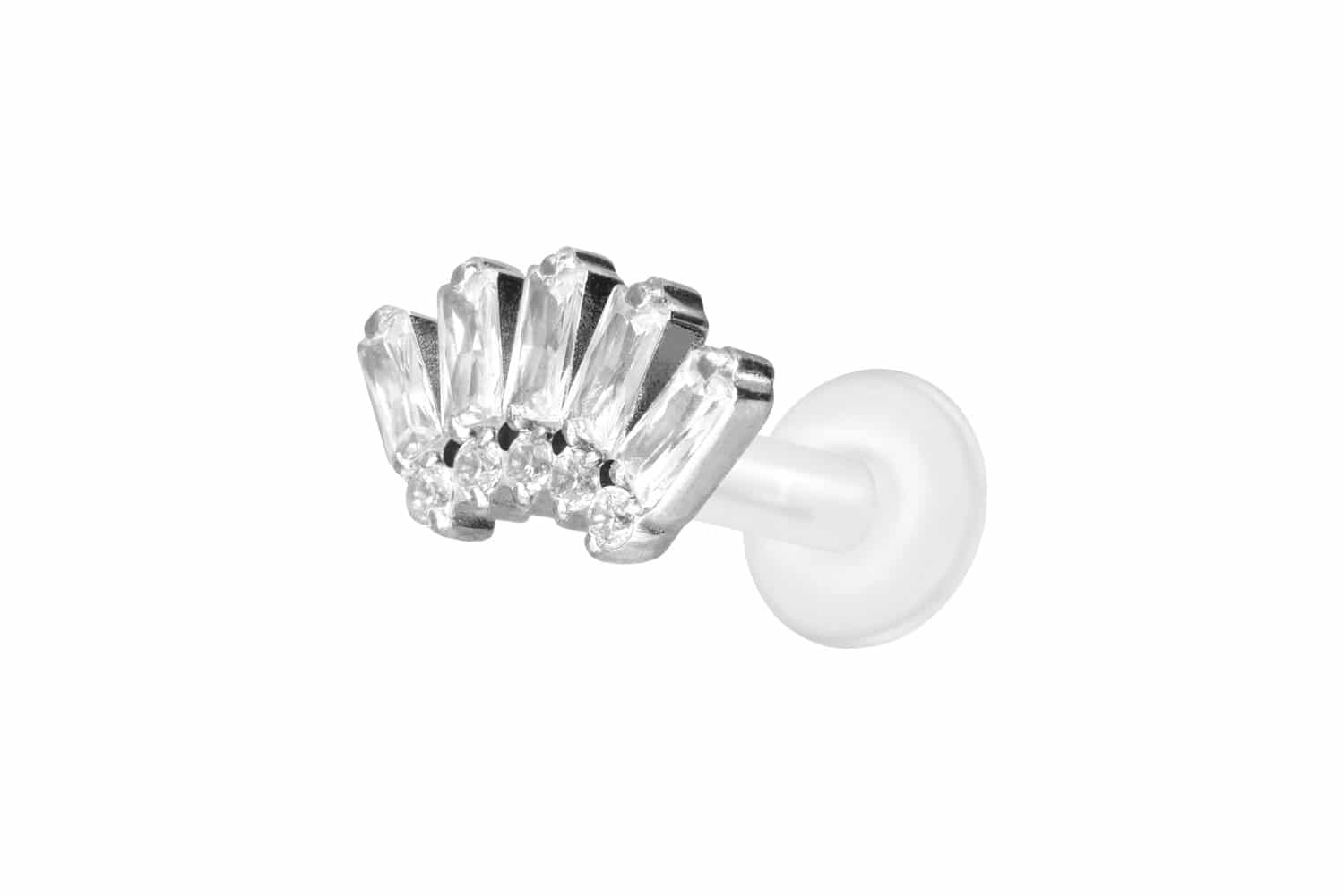 PTFE Labret mit Innengewinde + Titan-Aufsatz 10 EINGEFASSTE KRISTALLE
