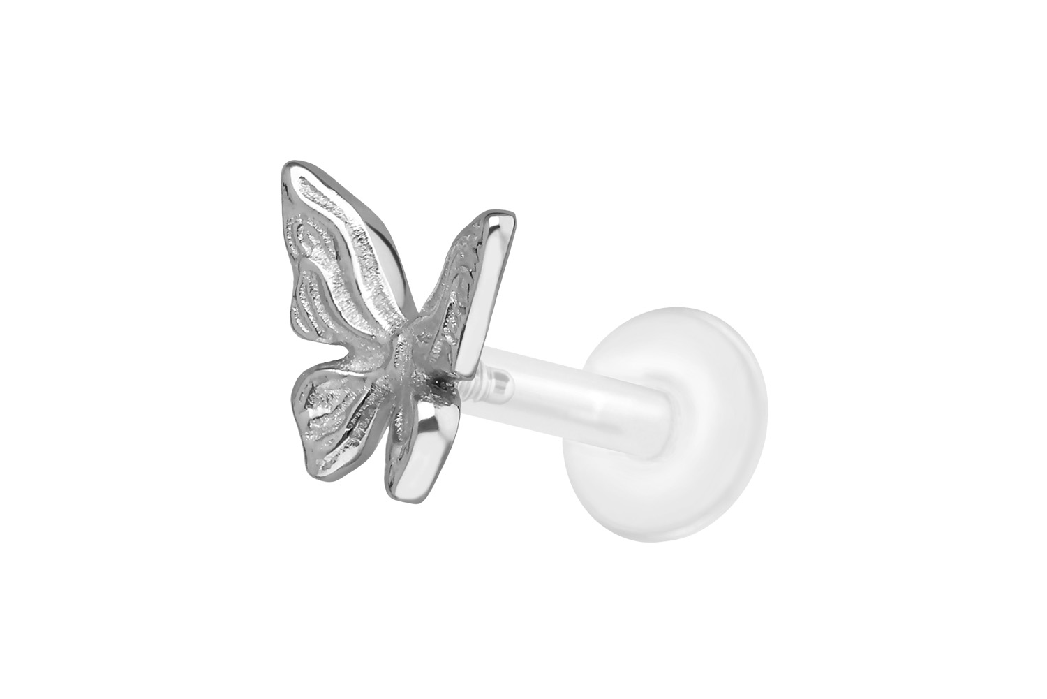 PTFE Labret mit Innengewinde + Titan-Aufsatz SCHMETTERLING