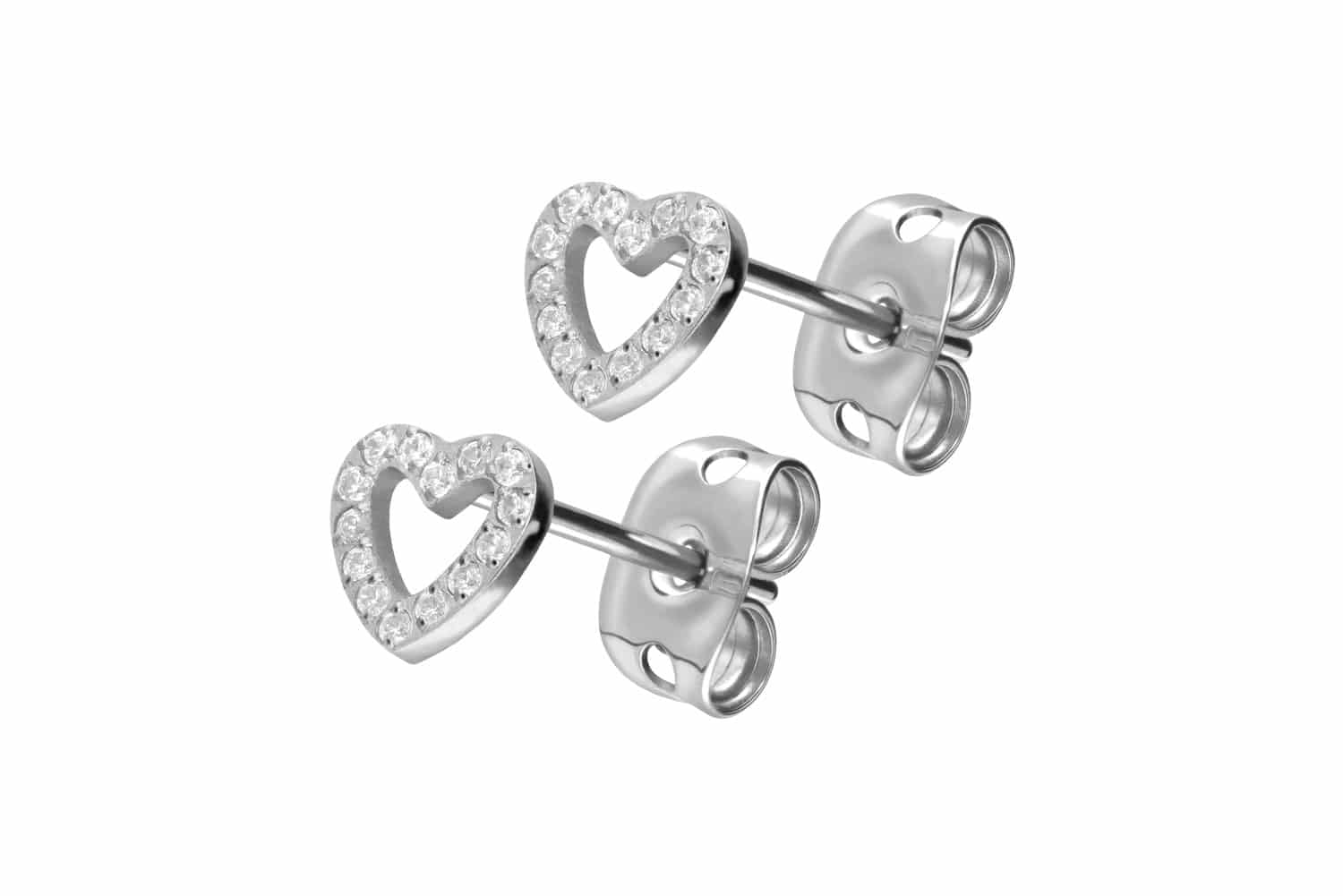 Titan Ohrstecker KRISTALLHERZ