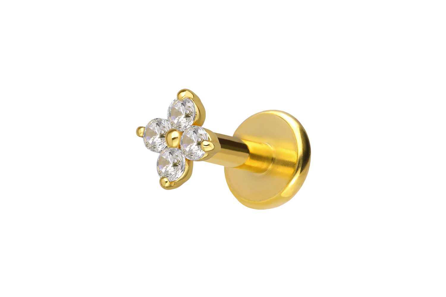Titanium labret with internal thread + 925 silver attachment MOISSANITE FLOWER