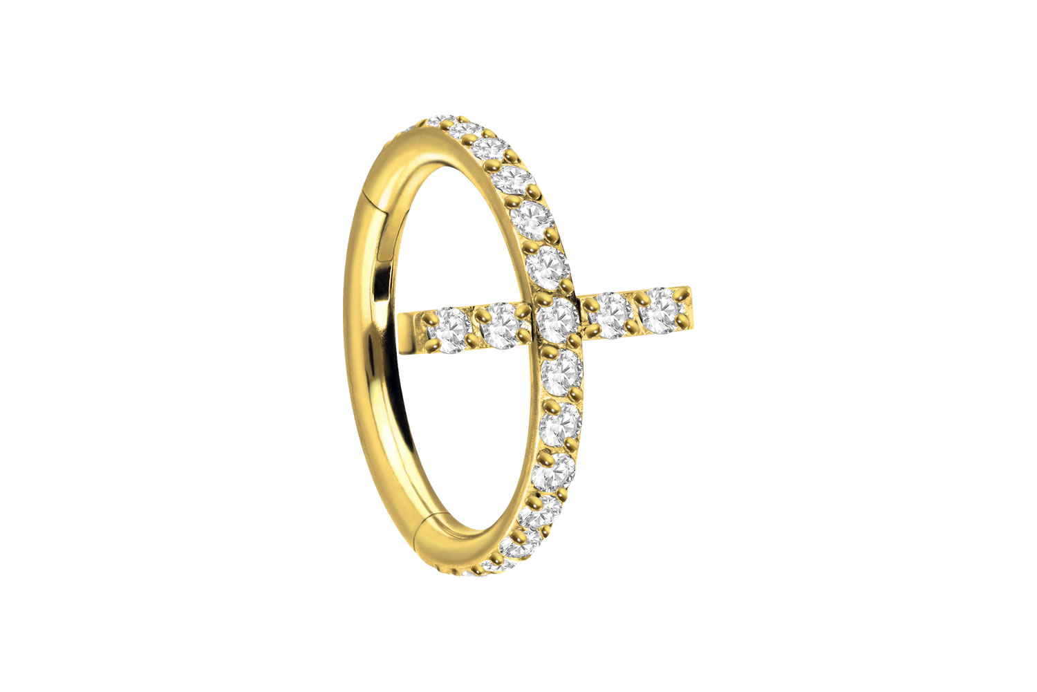 Titan Segmentring Clicker EINGEFASSTES KRISTALLKREUZ
