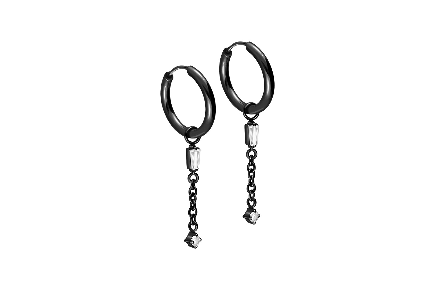 Surgical steel ear clicker creoles 2 CRYSTALS + CHAIN