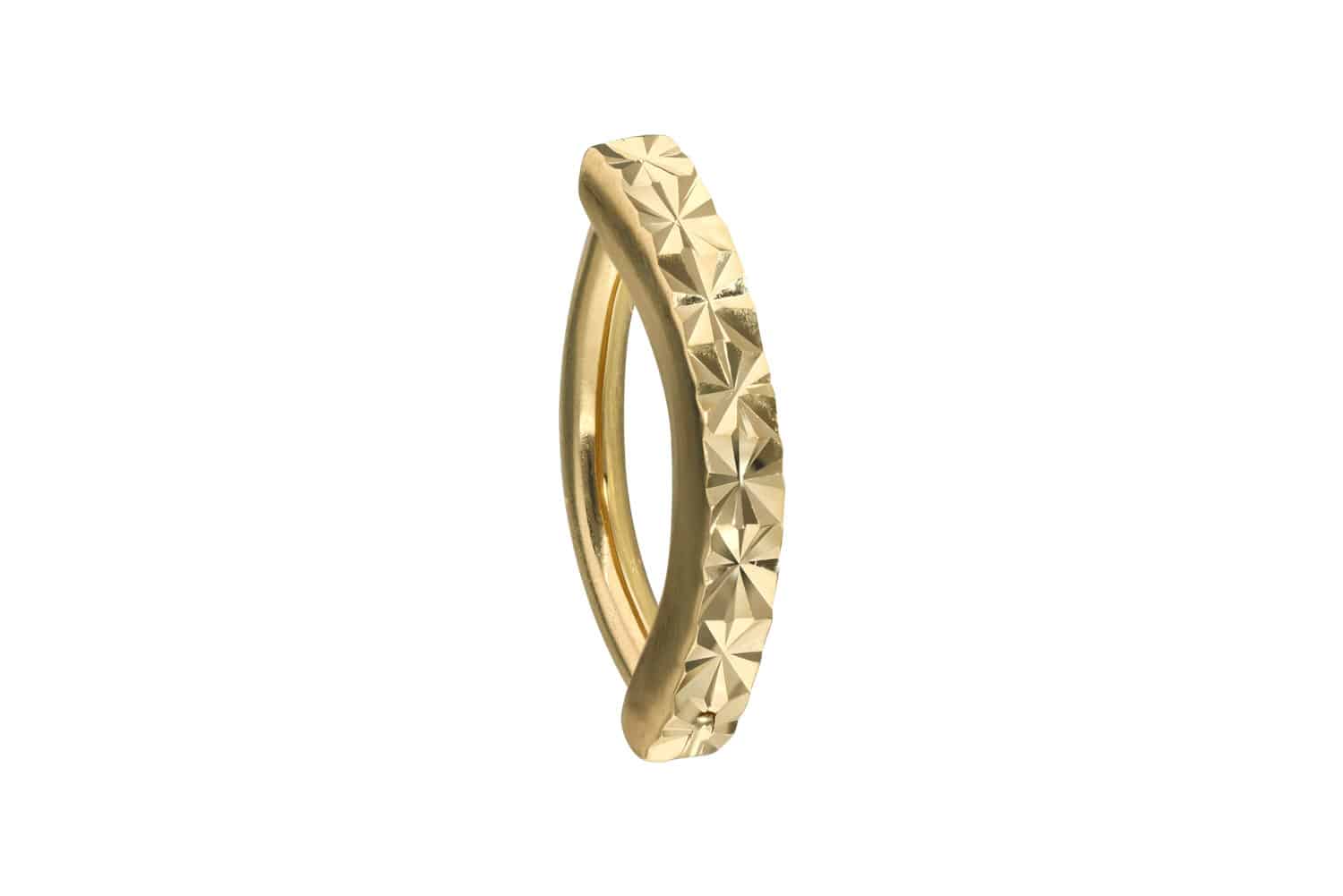 14/18 Karat Gold Bauchnabelclicker BOGEN + DIAMANTMUSTER