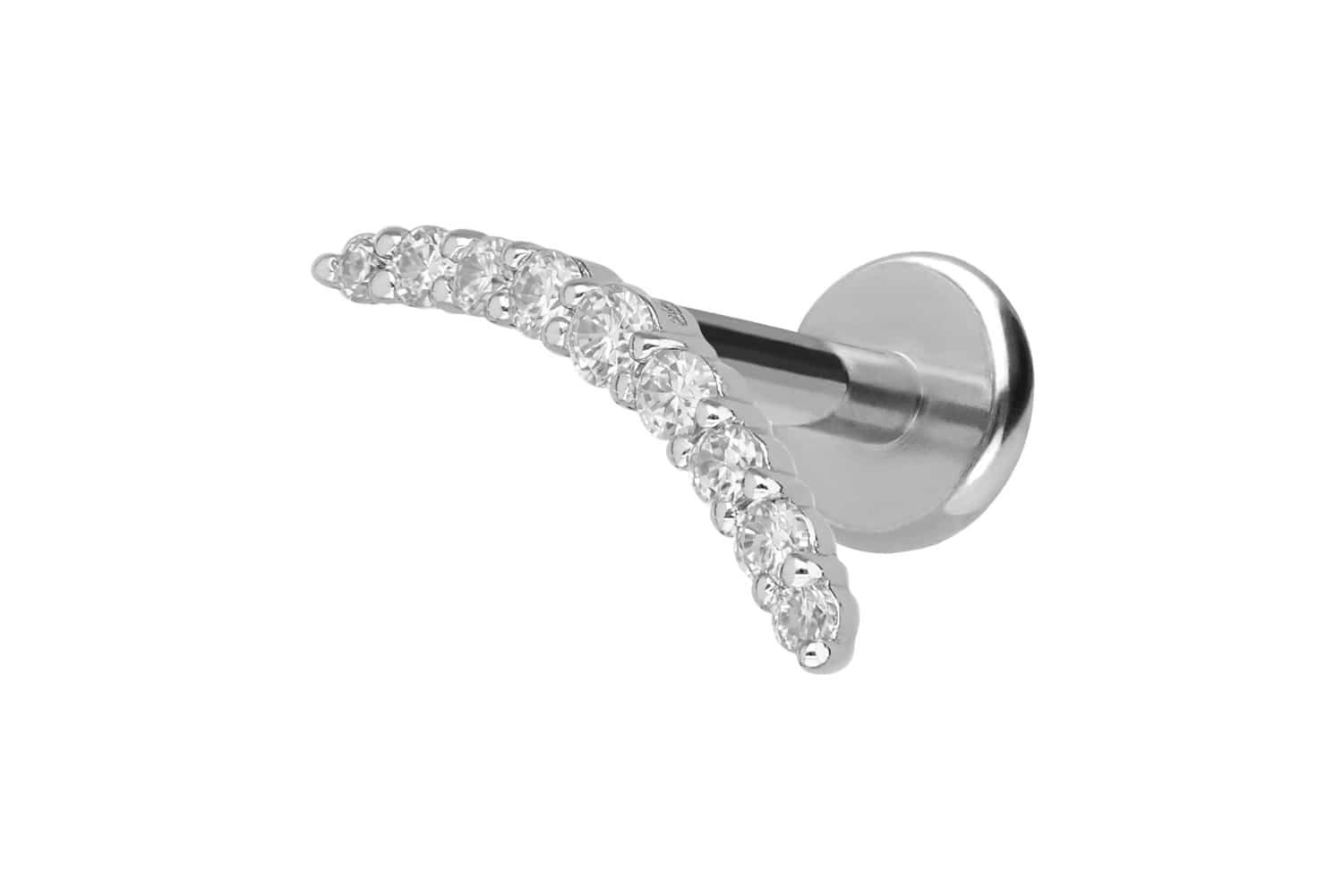 Titan Labret mit Innengewinde + 925er Silber Aufsatz MOISSANIT-BOGEN
