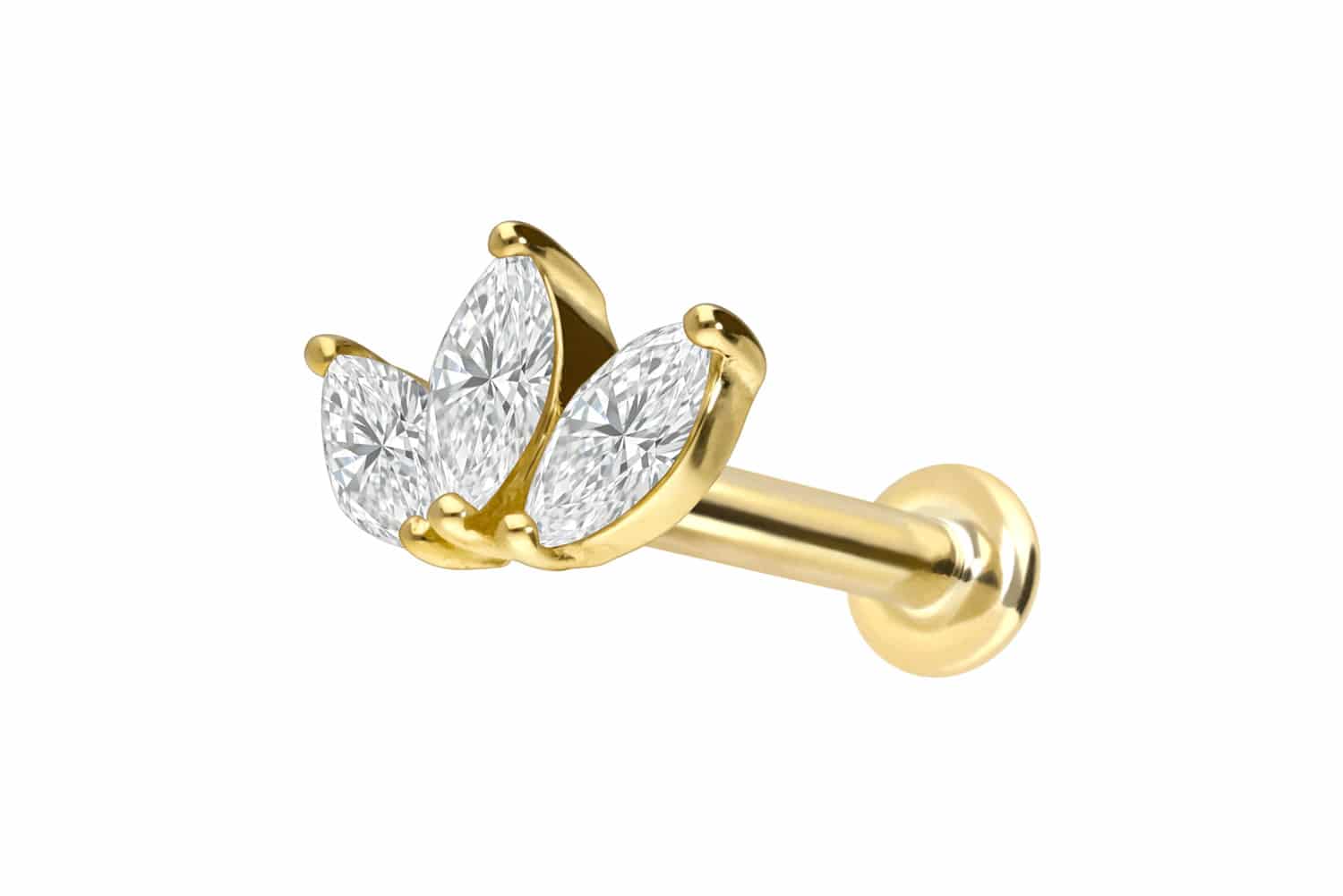 18 carat labret with internal thread DIAMOND LOTUS BLOSSOM