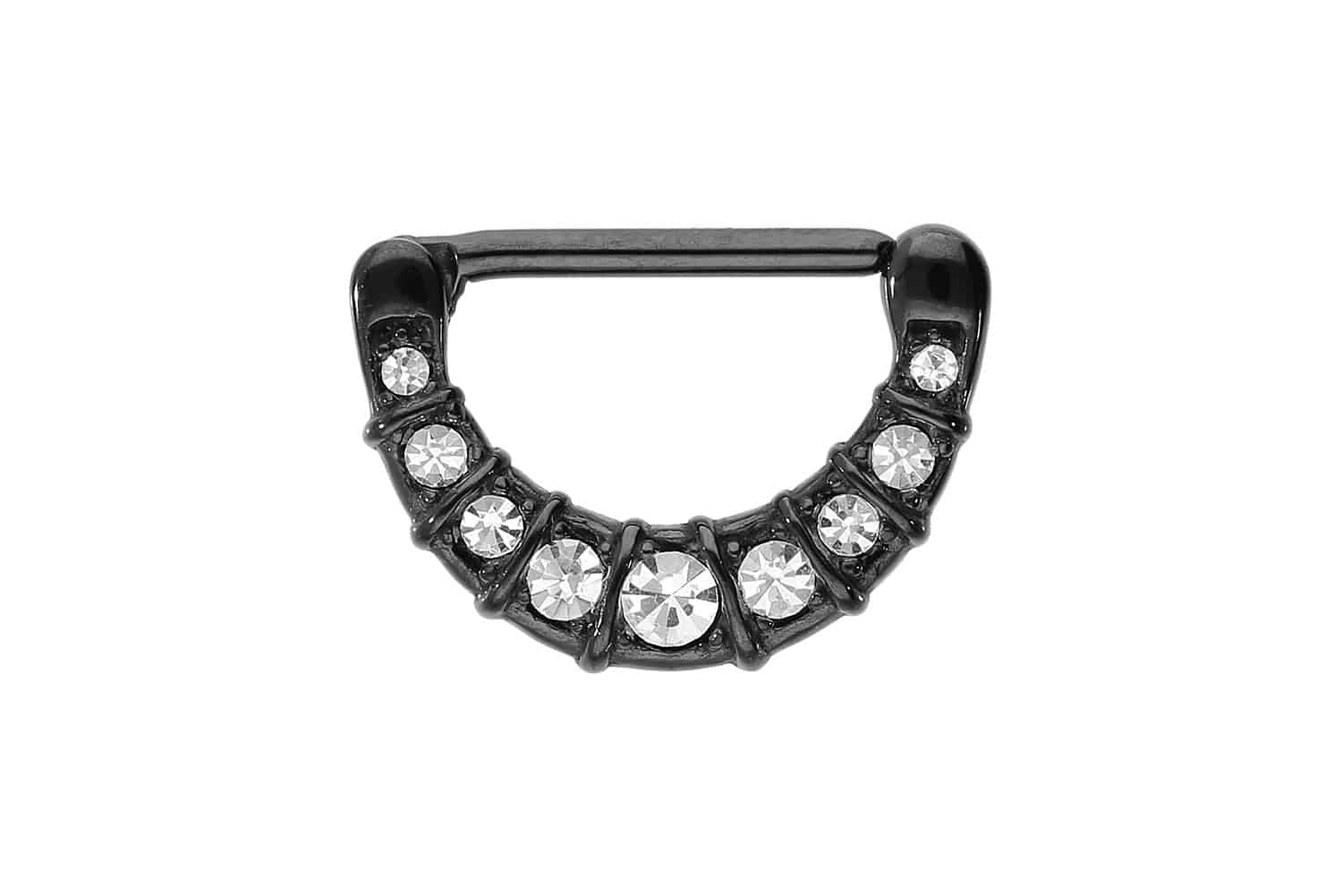 Chirurgenstahl Nippelpiercing Clicker 9 KRISTALLE ++SALE++