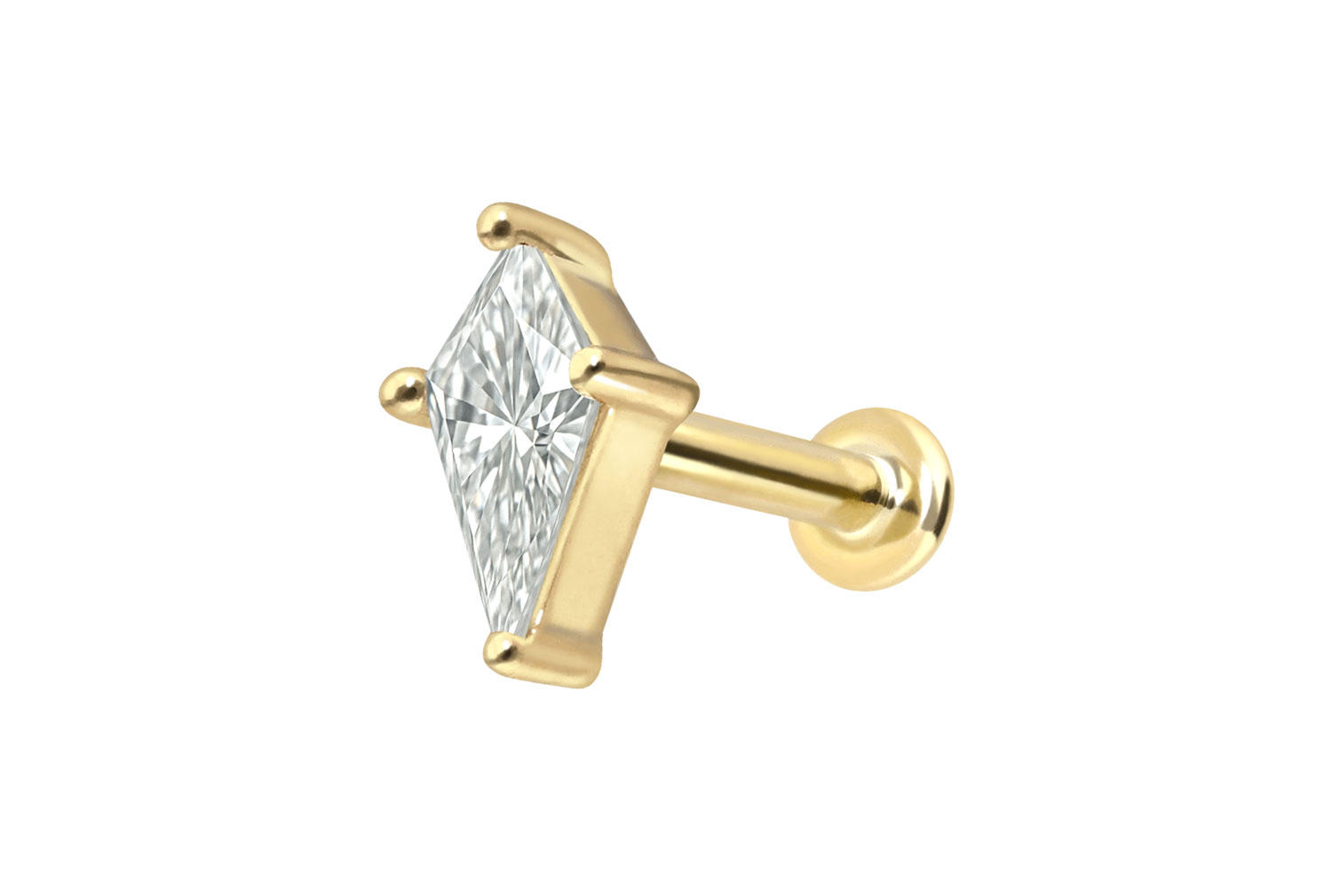18 Karat Gold Labret mit Innengewinde DIAMANT-SCHILD