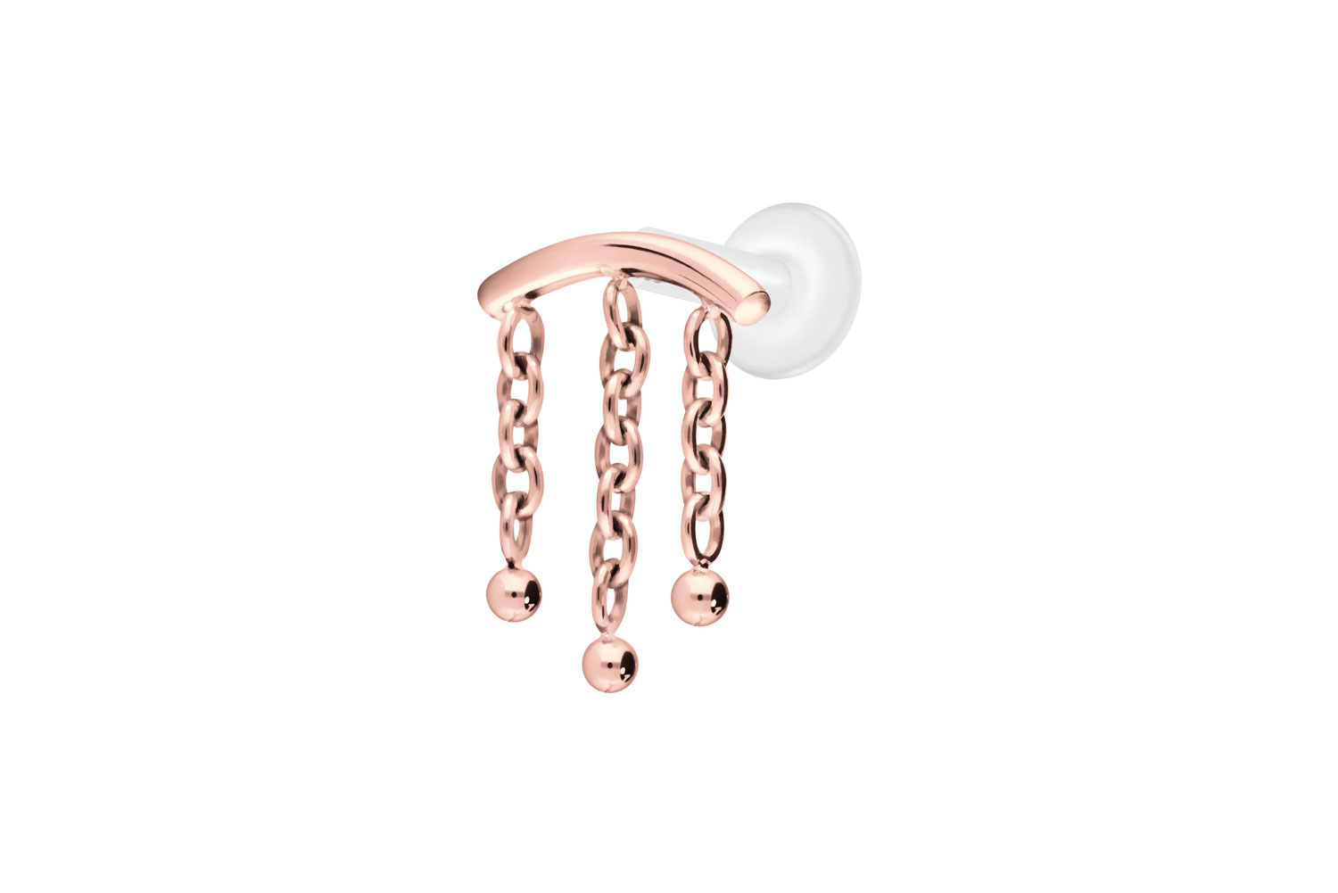 PTFE labret with internal thread + titanium attachment ARCH + 3 CHAINS