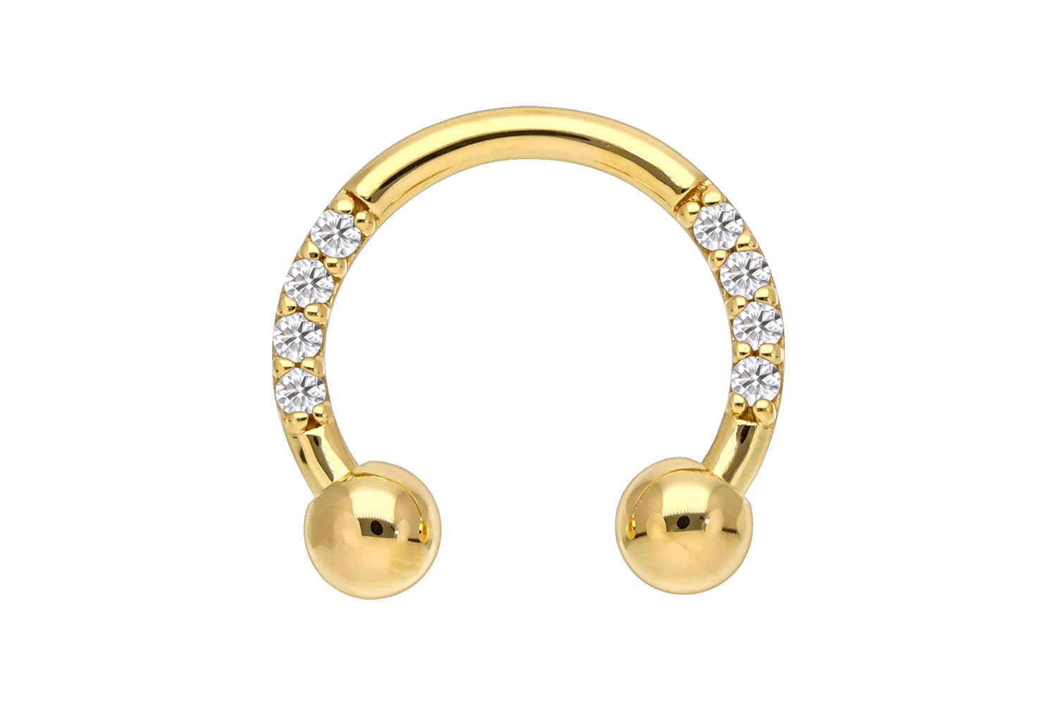 18 Karat Gold Hufeisenring EINGEFASSTE MOISSANITE