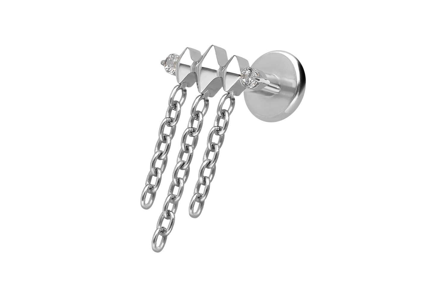 Titan Labret mit Innengewinde 3 RAUTEN + KETTEN