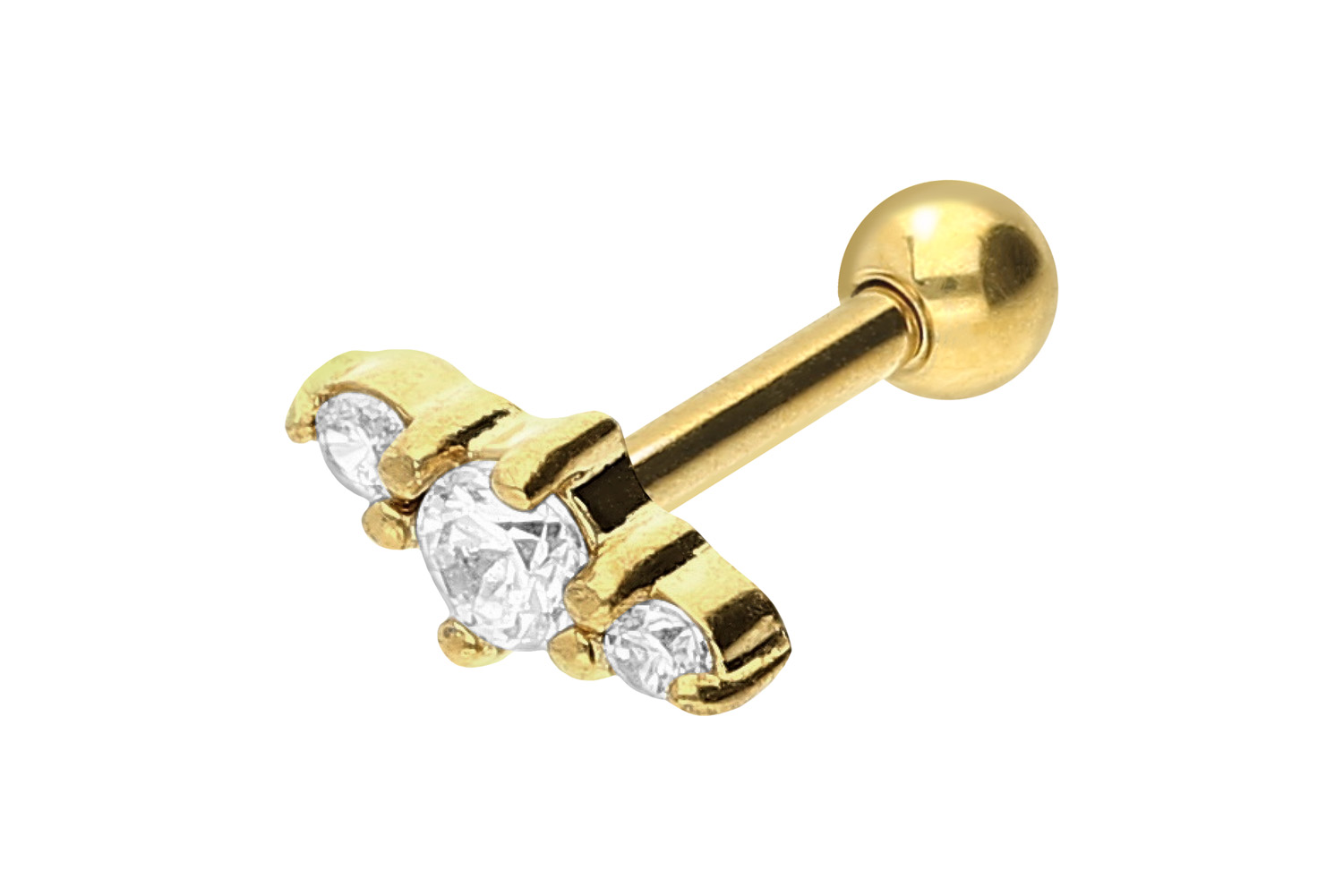 Surgical steel ear piercing 3 CRYSTALS