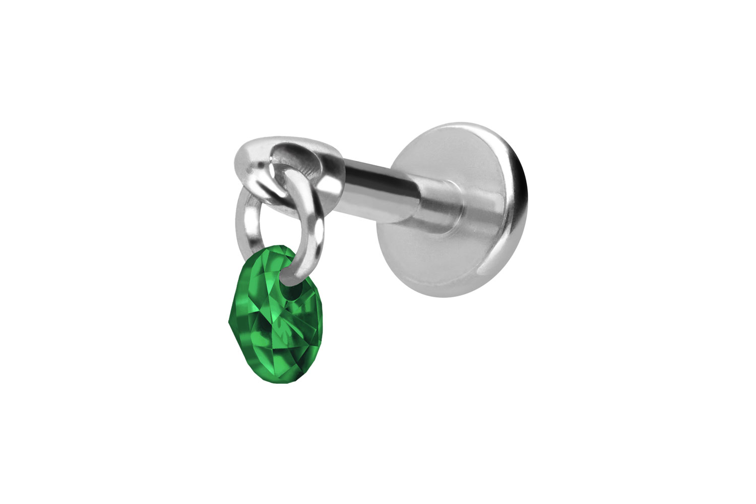 Titan Labret mit Innengewinde RUNDER KRISTALL
