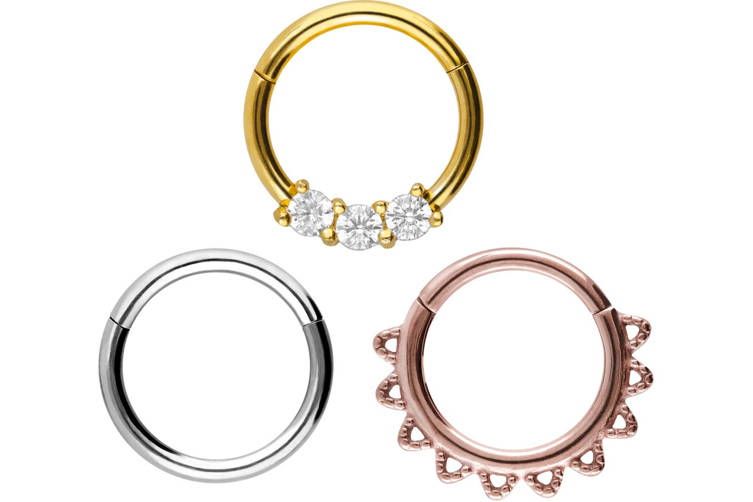 SET Surgical steel segment ring clicker MIX