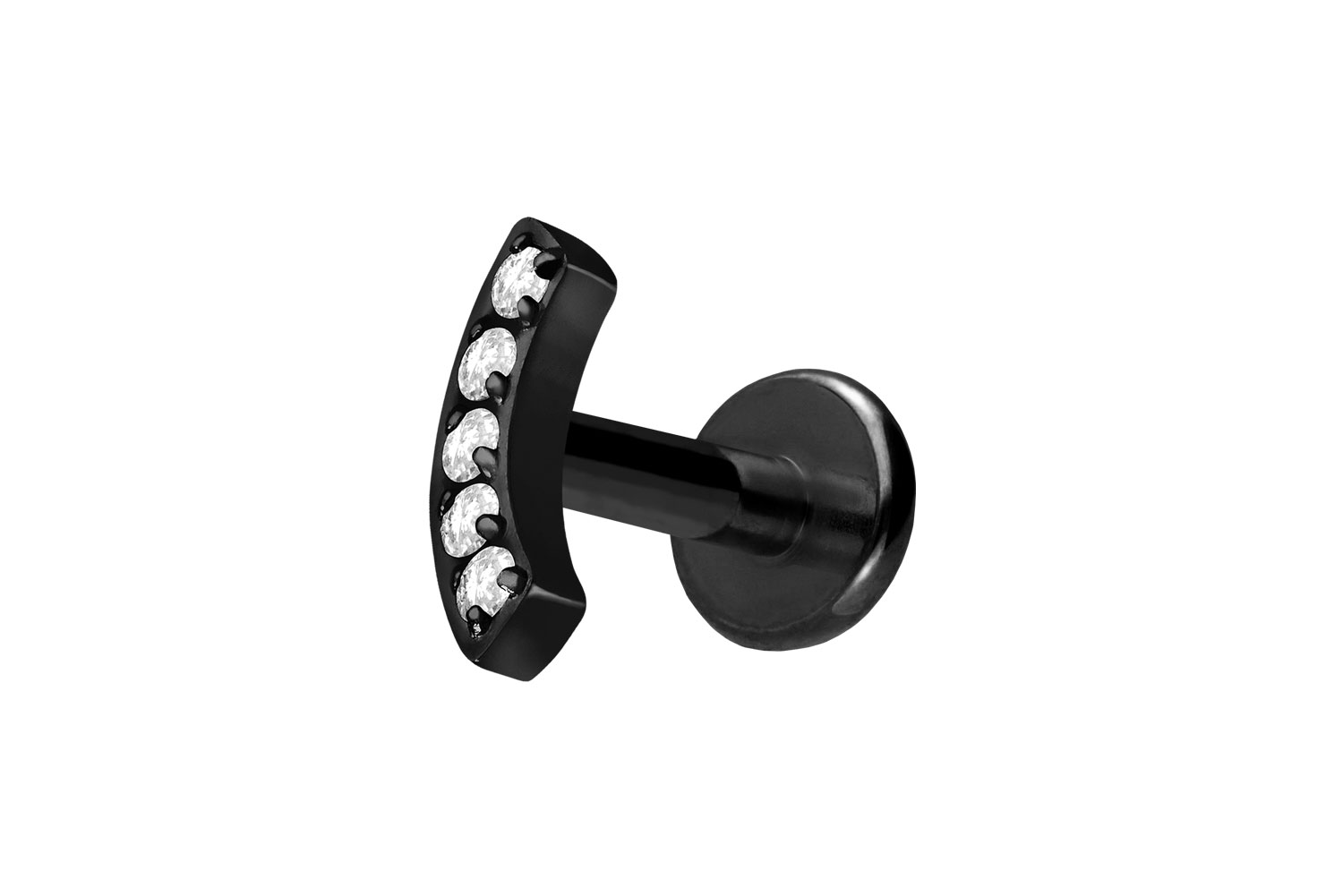 Titan Labret mit Innengewinde BOGEN + 5 KRISTALLE