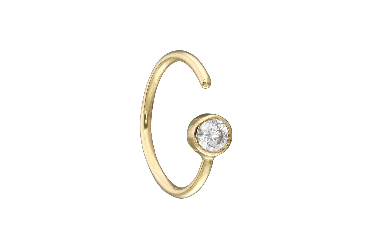 14 Karat Gold Nasenring MOISSANIT - biegbar