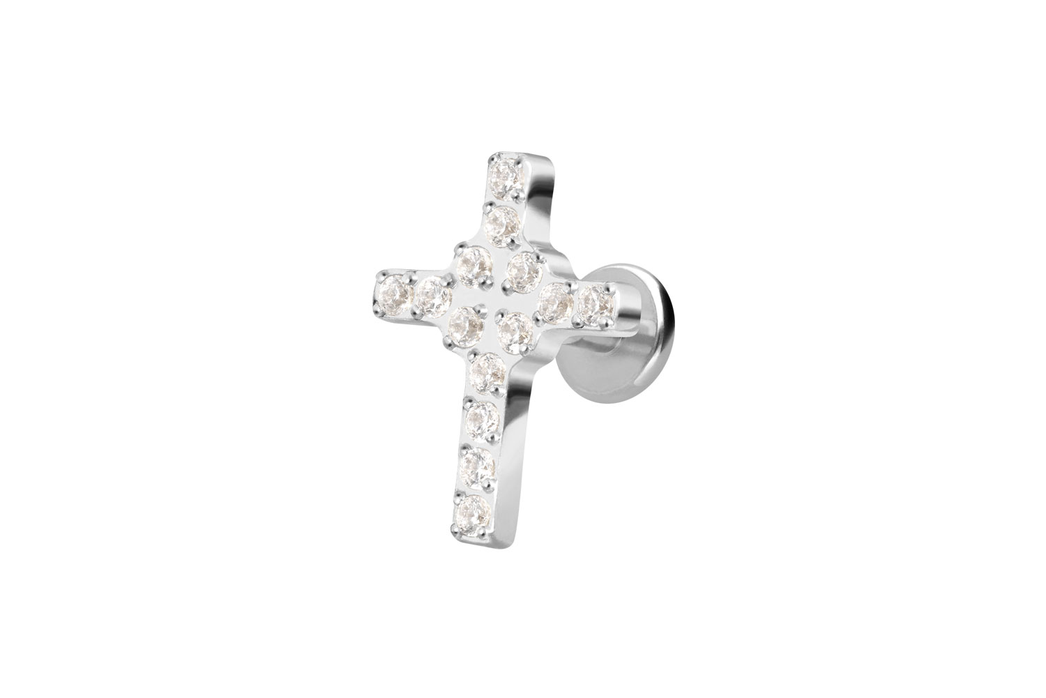 Titan Labret mit Innengewinde KRISTALLKREUZ