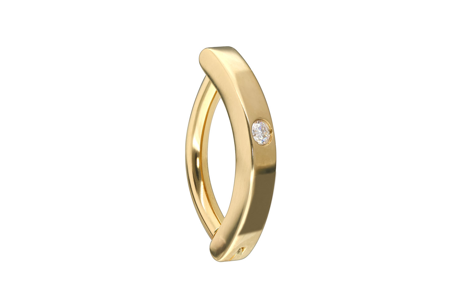 14/18 carat gold belly button clicker ARCH + MOISSANITE