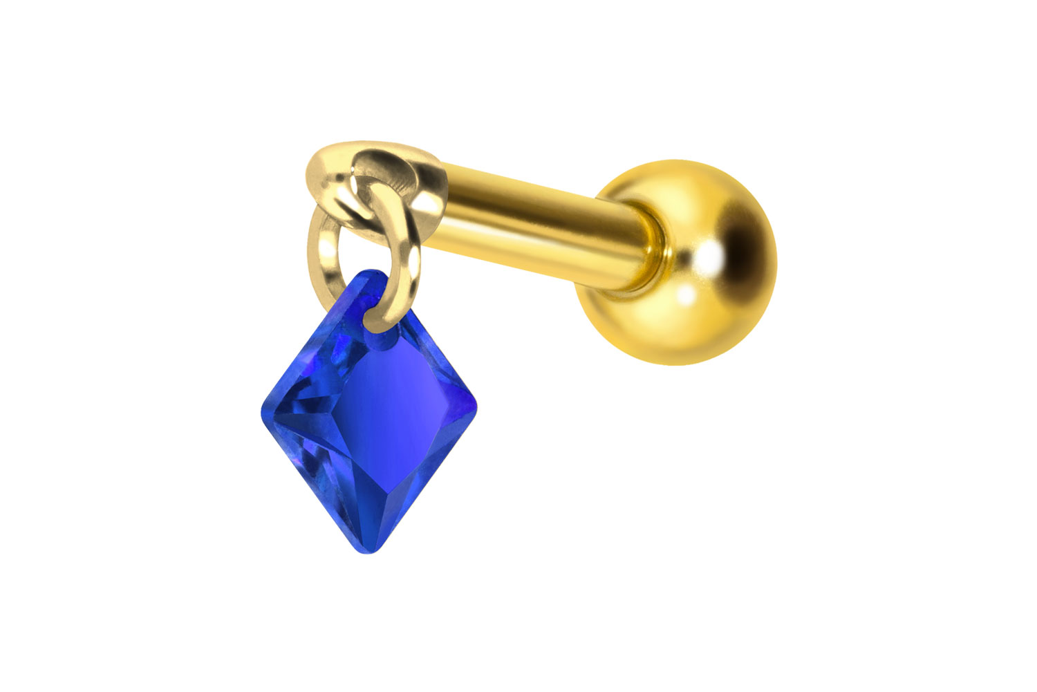 Titan Ohrpiercing mit Innengewinde KRISTALLQUADRAT