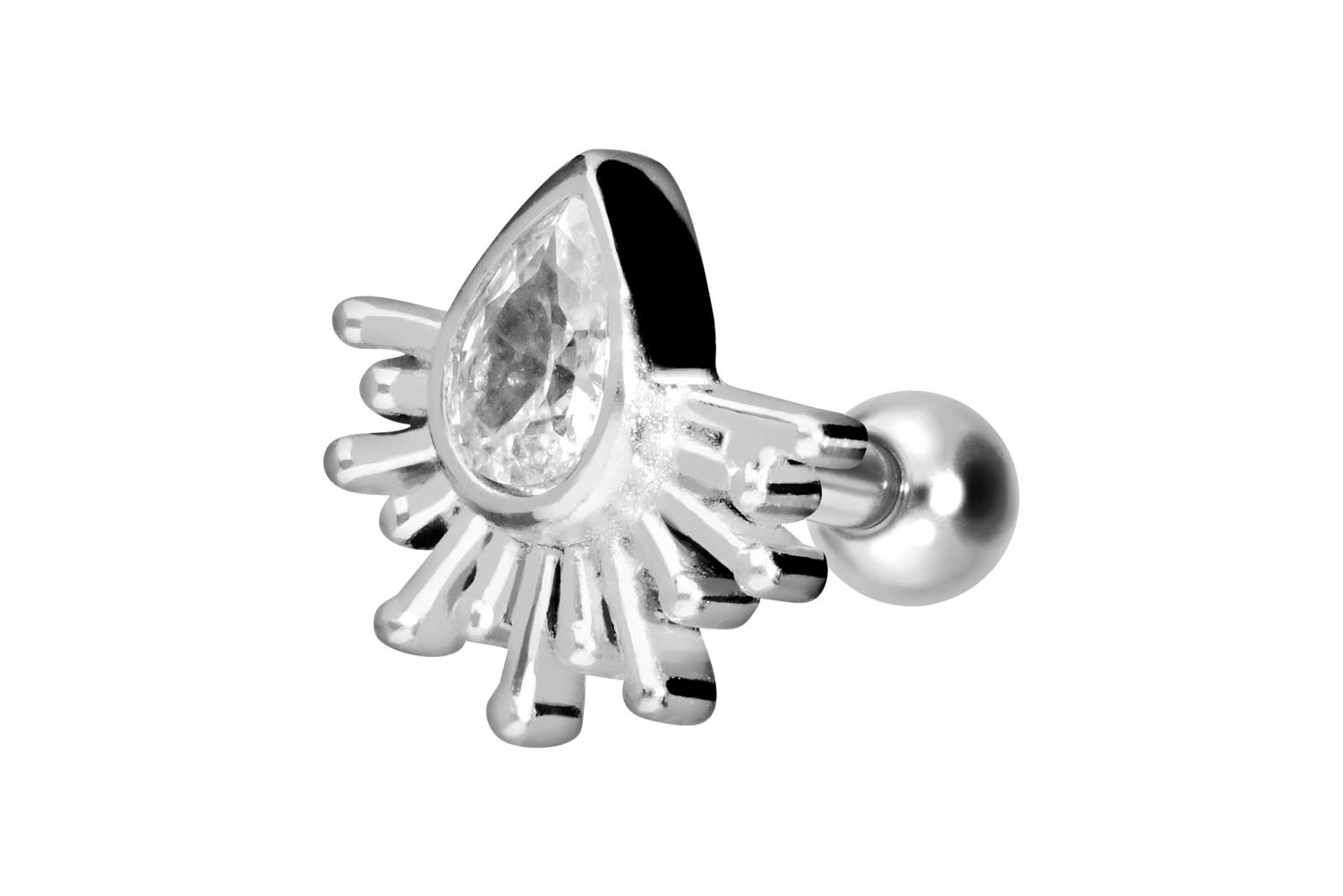 Chirurgenstahl Ohrpiercing KRISTALLTROPFEN + SONNENSTRAHLEN