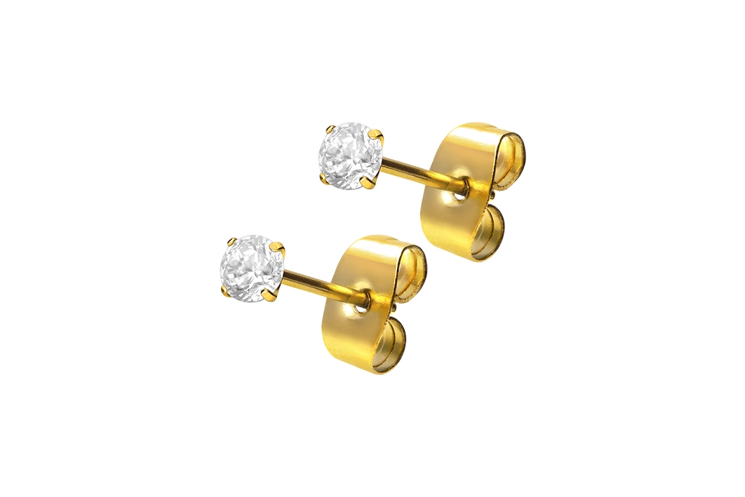 Surgical steel ear studs SETTED CRYSTAL