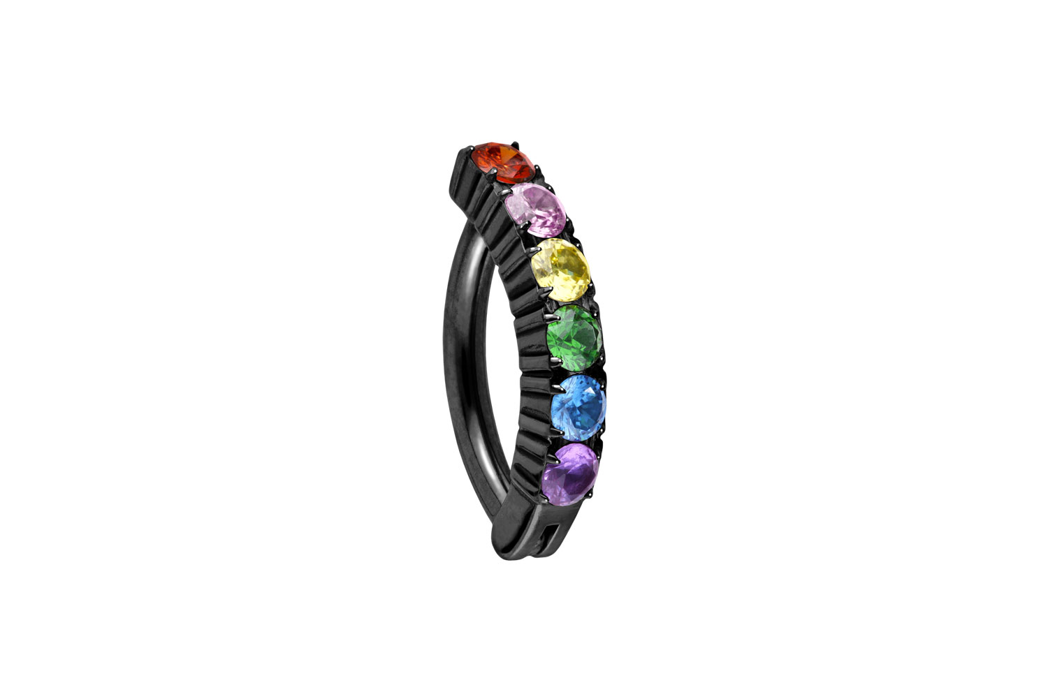 Titan Bauchnabelclicker BOGEN + EINGEFASSTE BUNTE KRISTALLE