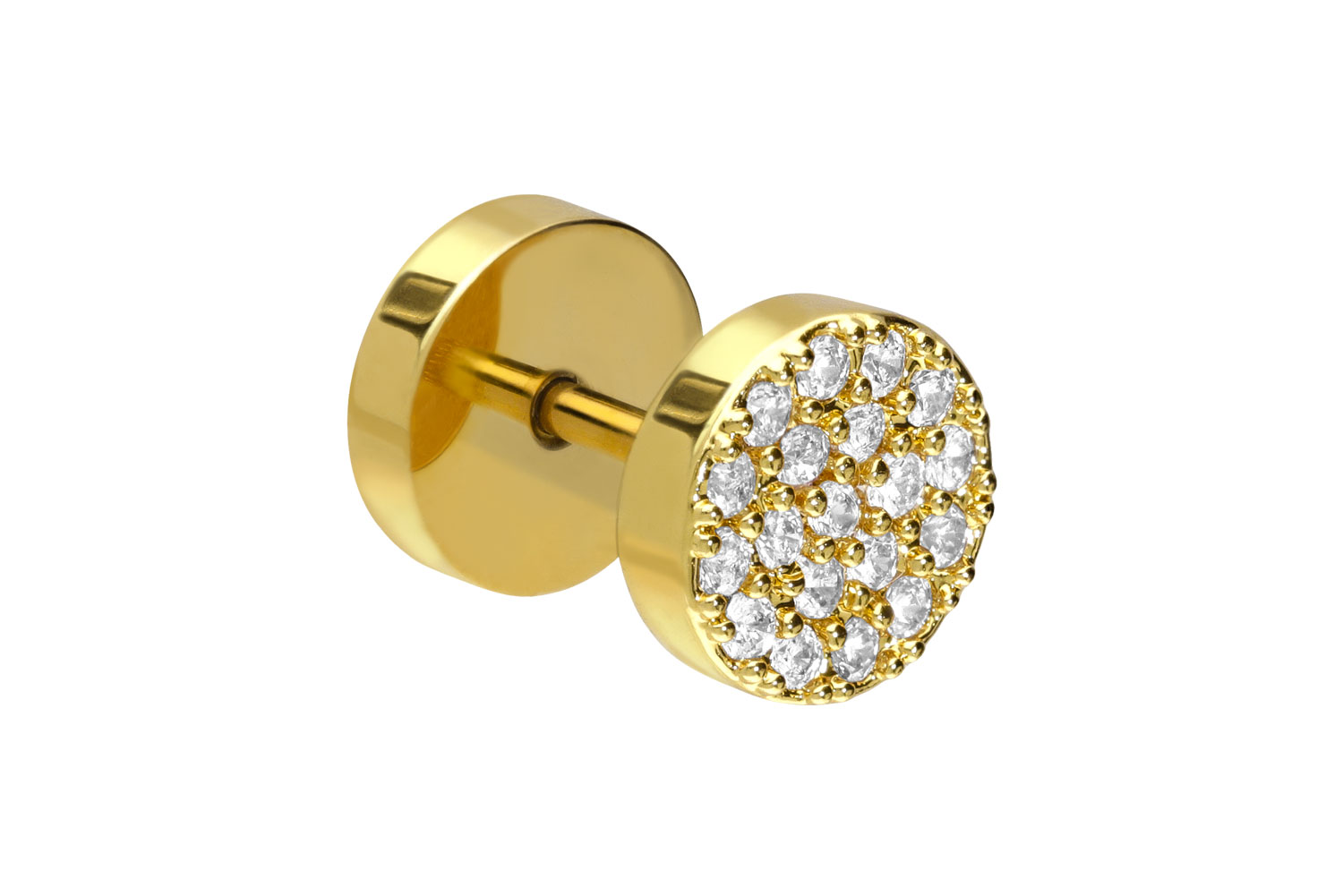 Chirurgenstahl Fake Plug mit Brass-Design KRISTALLE ++SALE++