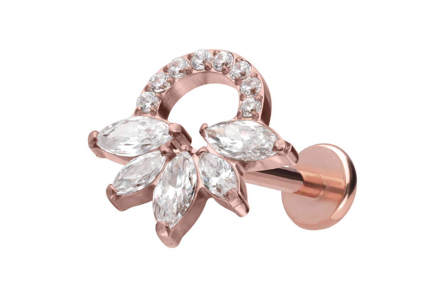 Titanium labret with push fit CRYSTAL RATTLE