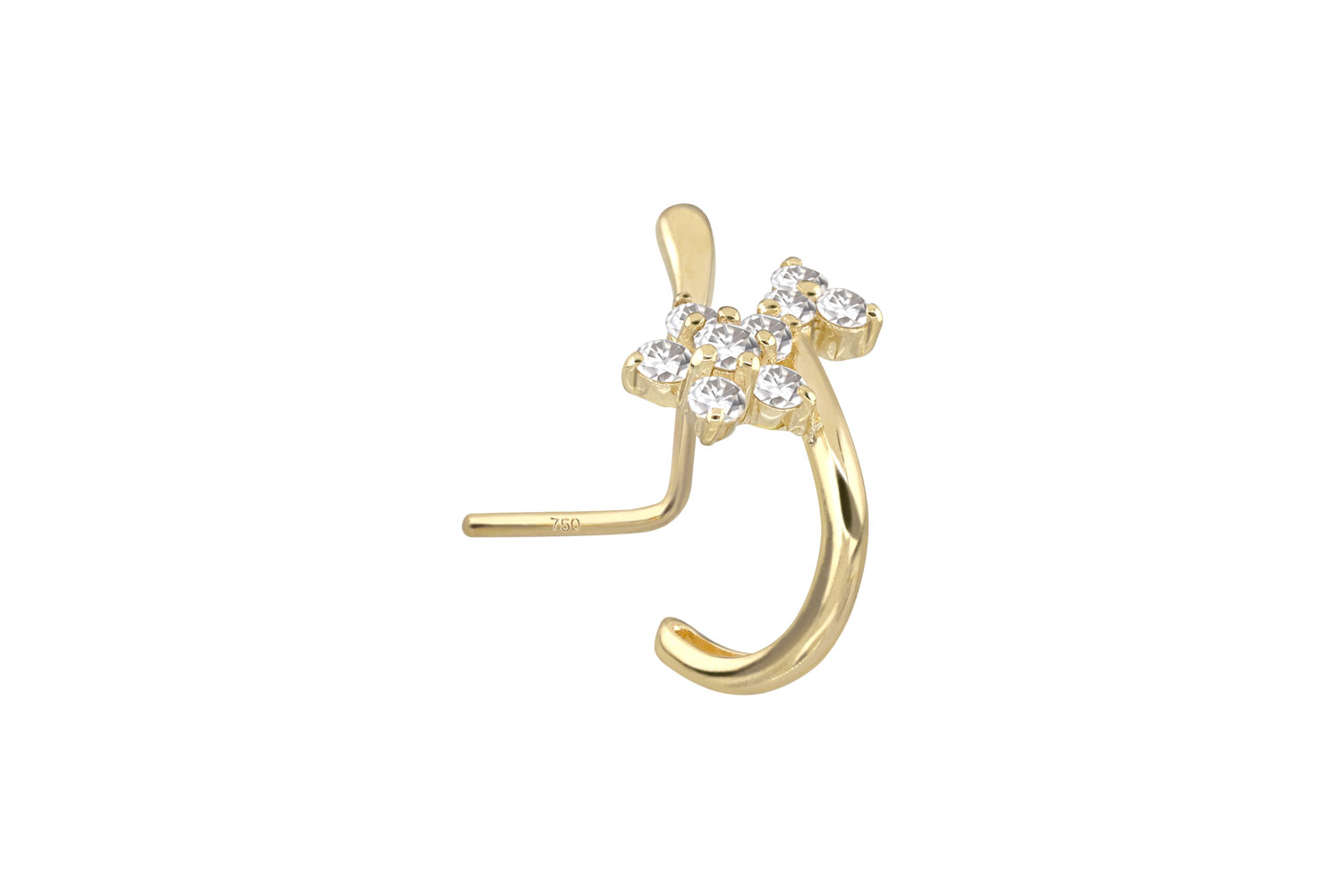 14/18 carat gold nose stud MOISSANITE FLOWER