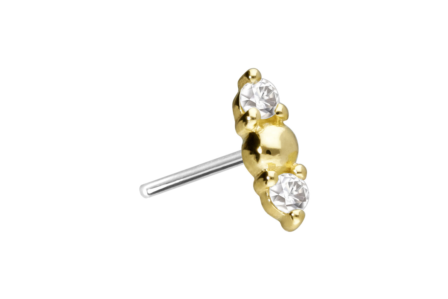 14 Karat Gold Aufsatz mit Titan Push Pin 2 MOISSANITE + KUGEL