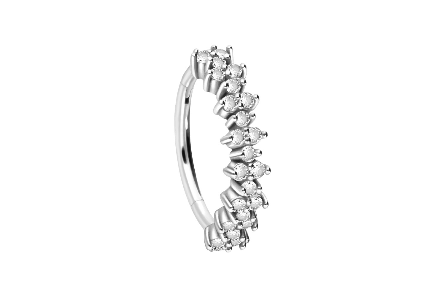 Surgical steel segment ring clicker SETTED CRYSTALS