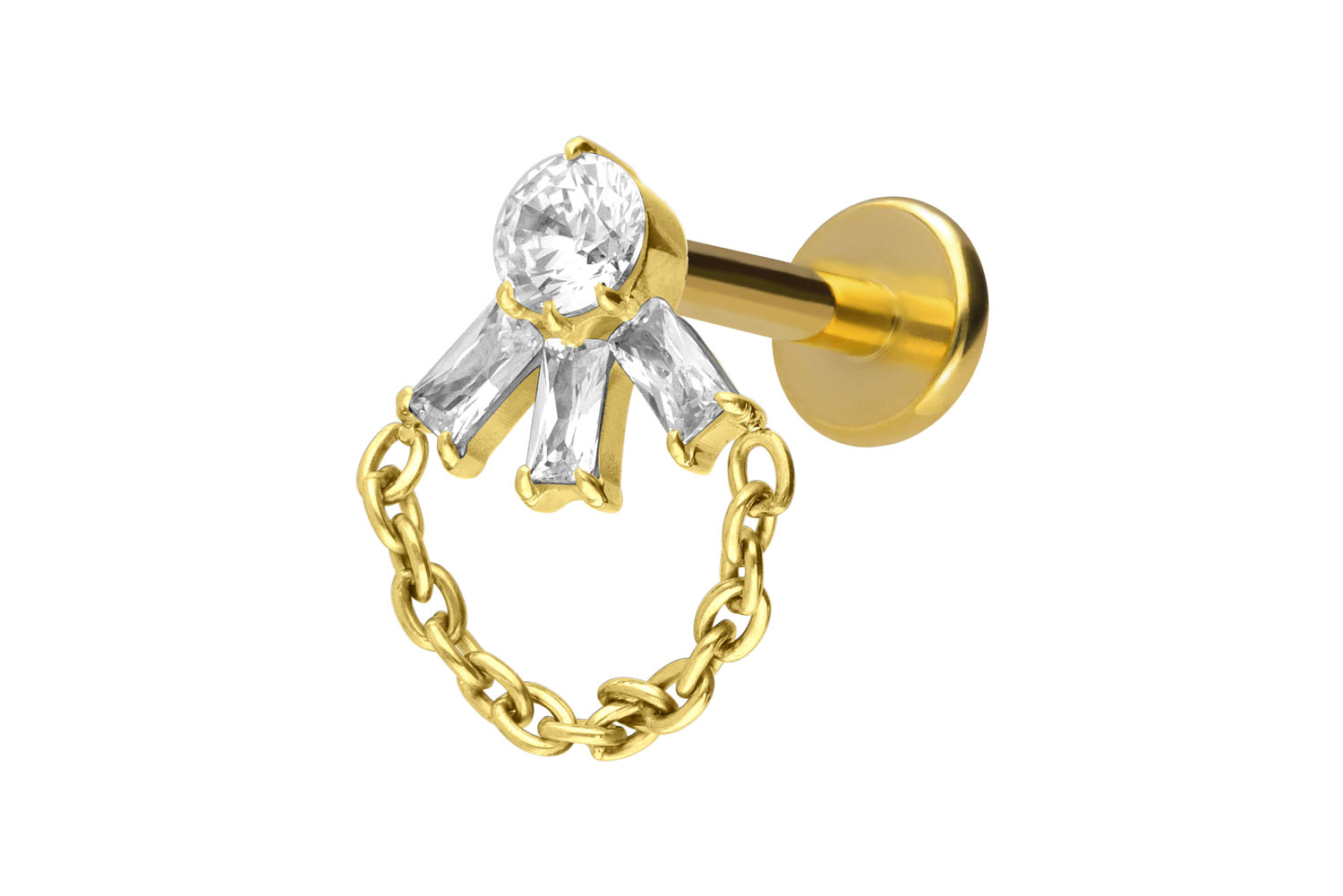 Titan Labret mit Innengewinde LOTUSBLÜTE + KETTE