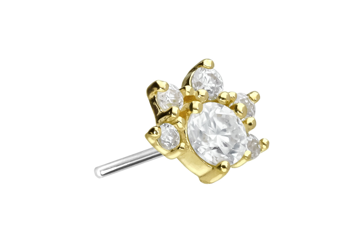 14 carat gold attachment with titanium push pin MOISSANITE FLOWER