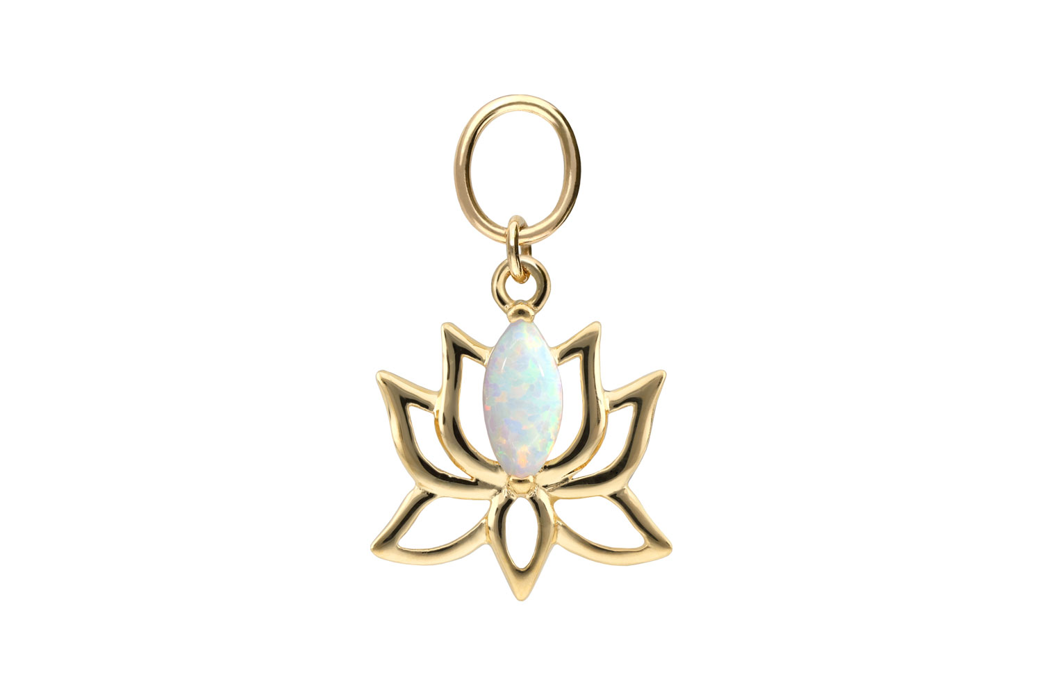 18 carat gold pendant for clickers LOTUS BLOSSOM + SYNTHETIC OPAL