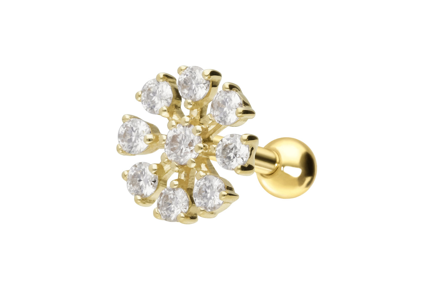 18 carat gold ear piercing MOISSANIT FLOWER