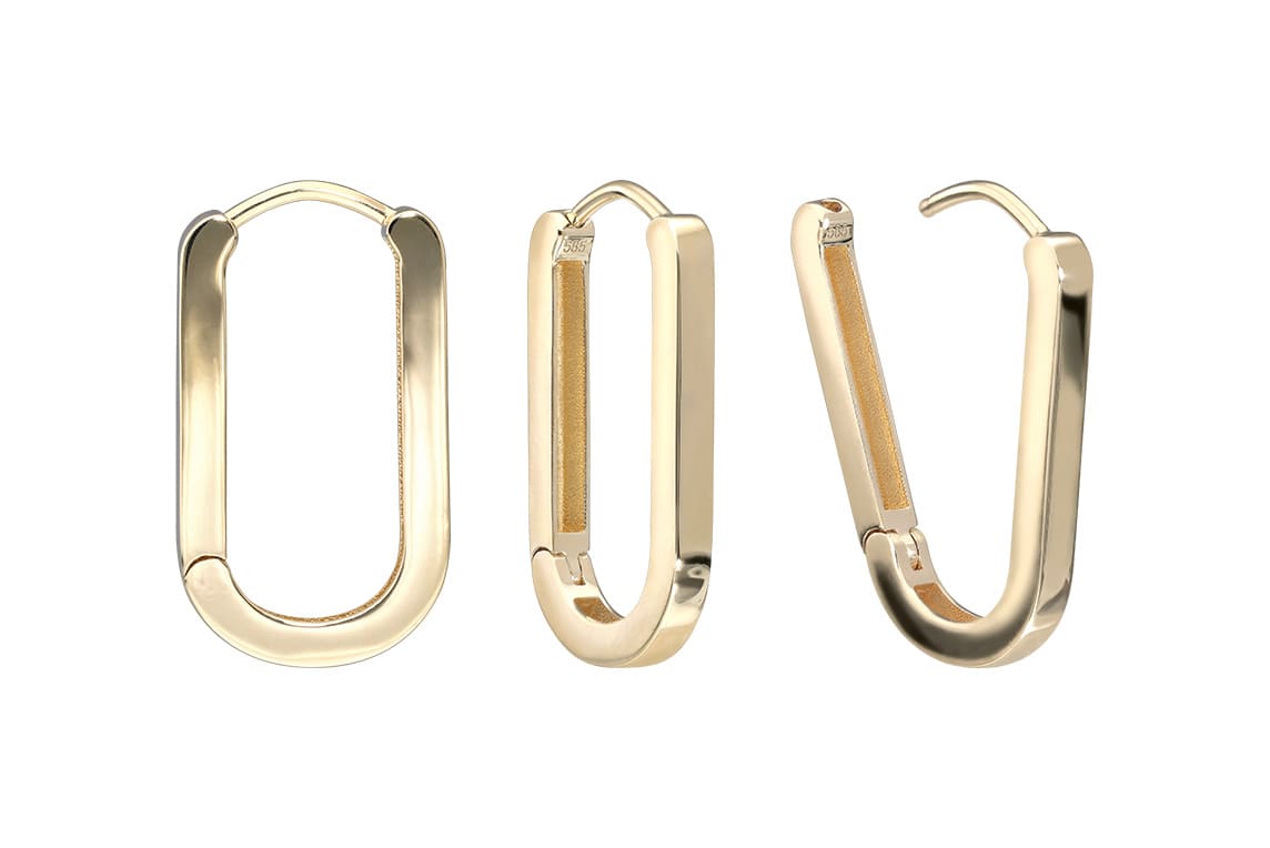 18 carat gold ear clicker creoles OVAL