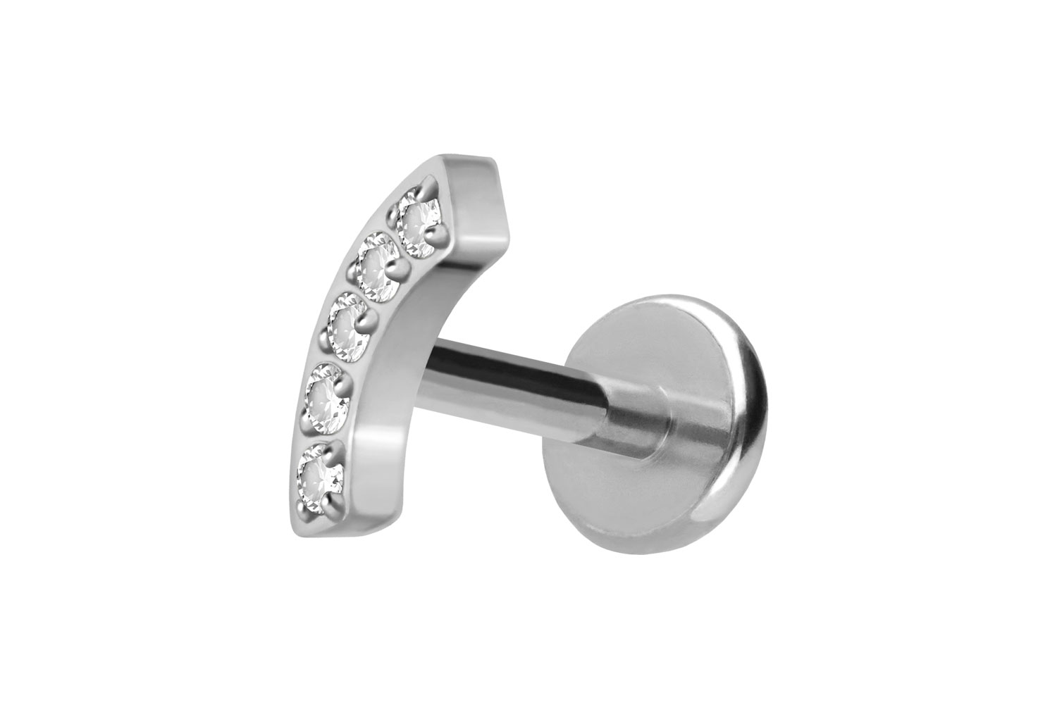 Titan Labret mit Push Fit BOGEN + 5 KRISTALLE