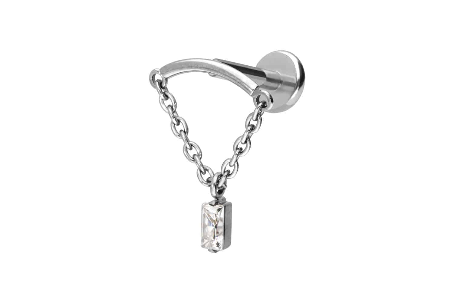 Titan Labret mit Push Fit BOGEN + KETTE + KRISTALLRECHTECK