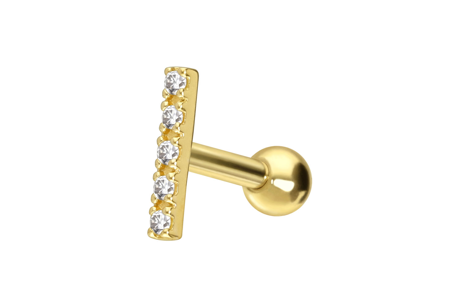 14/18 Karat Gold Ohrpiercing MOISSANIT-BALKEN