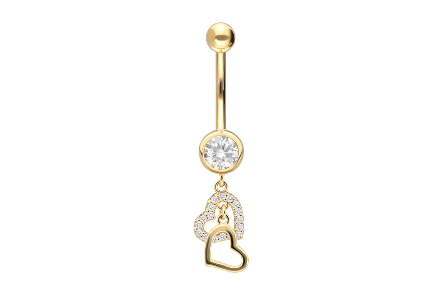 18 Karat Gold Bananabell MOISSANITE + 2 HERZEN