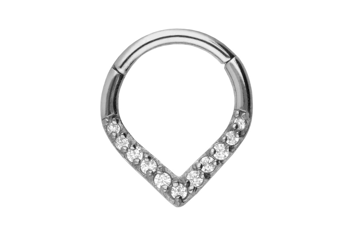 Chirurgenstahl Segmentring Clicker SPITZ + 11 EINGEFASSTE KRISTALLE