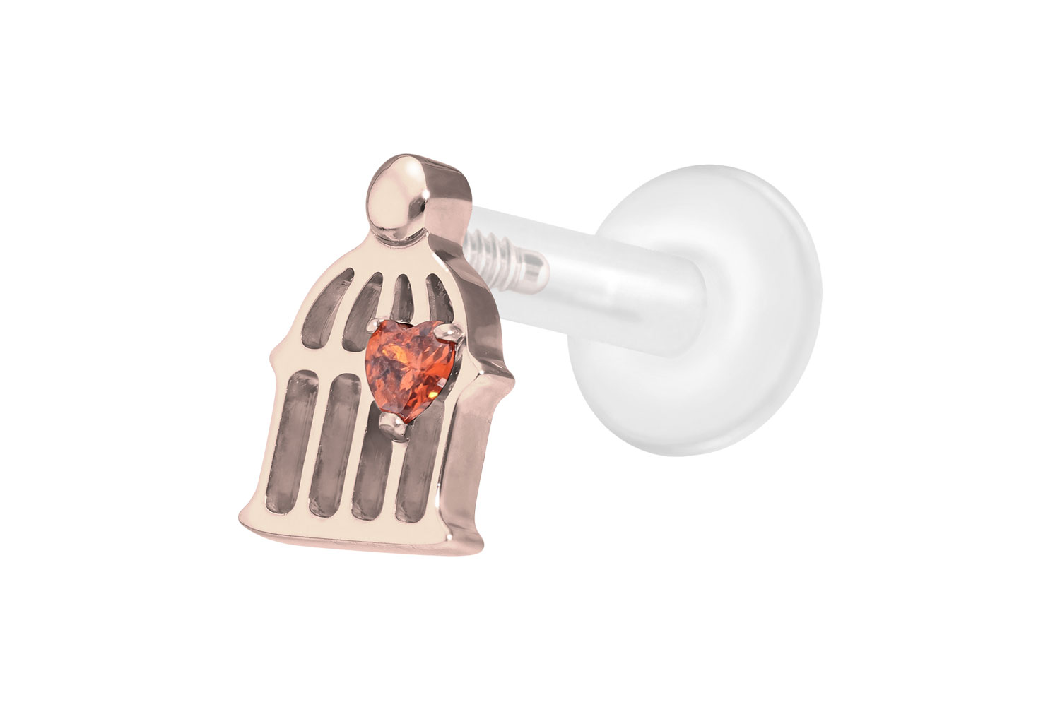 PTFE Labret mit Innengewinde + Titan-Aufsatz KÄFIG